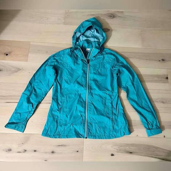 Columbia Packable Roll Up Hood Turquoise Jacket L - Picture 7 of 17